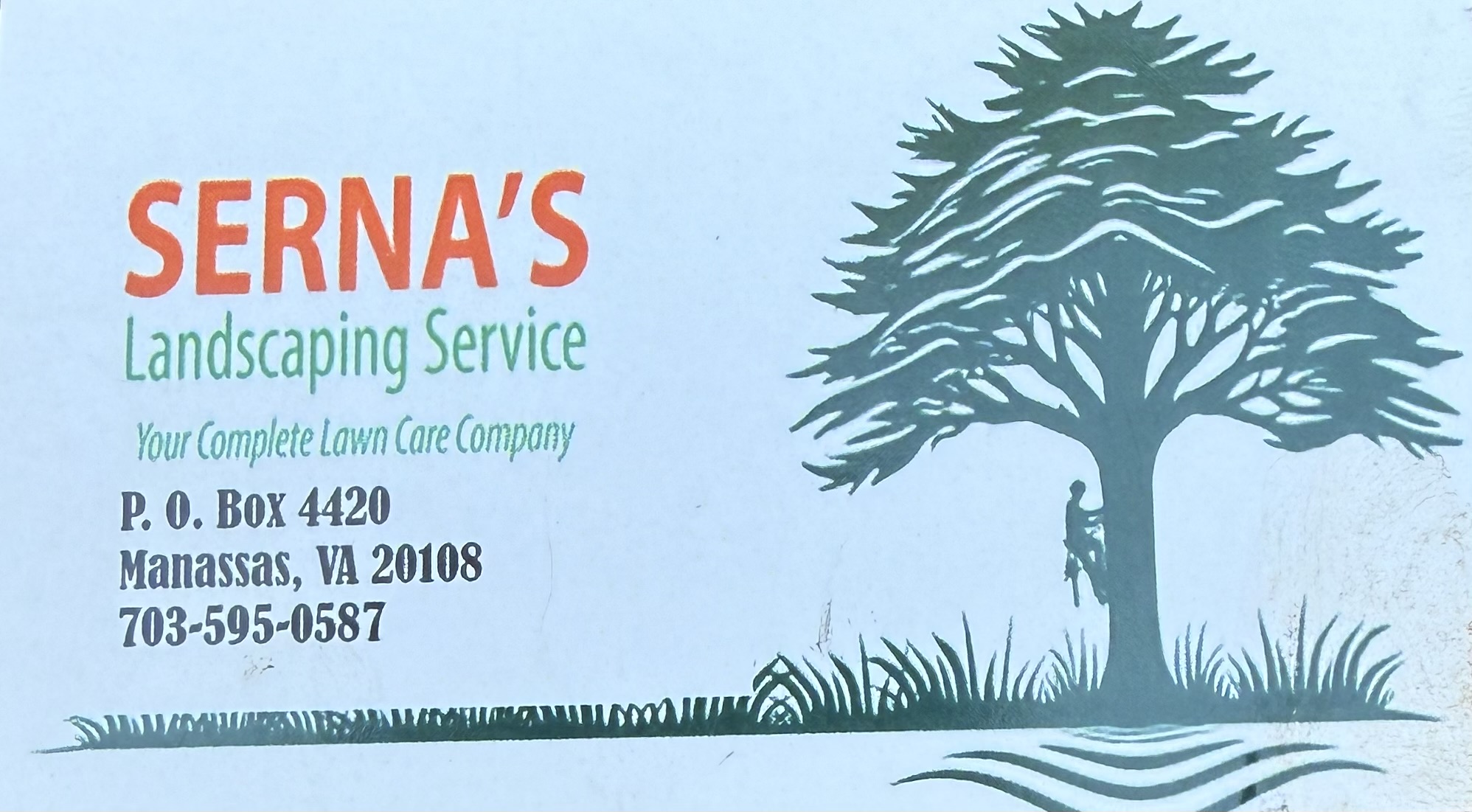 Serna's Landscaping Service updated business card